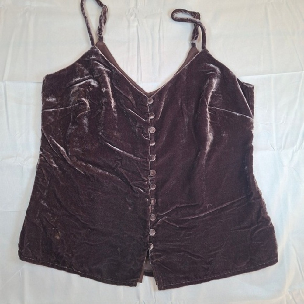 Cupcakes & Cashmere Chocolate Brown / Purple Delaine Velvet Cami - Picture 1 of 7